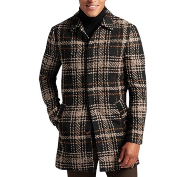 NEW Paisley & Gray Slim Fit Wool Blend Plaid Topper CoatTopcoats